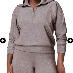 Spanx air essentials half zip in smoke silver